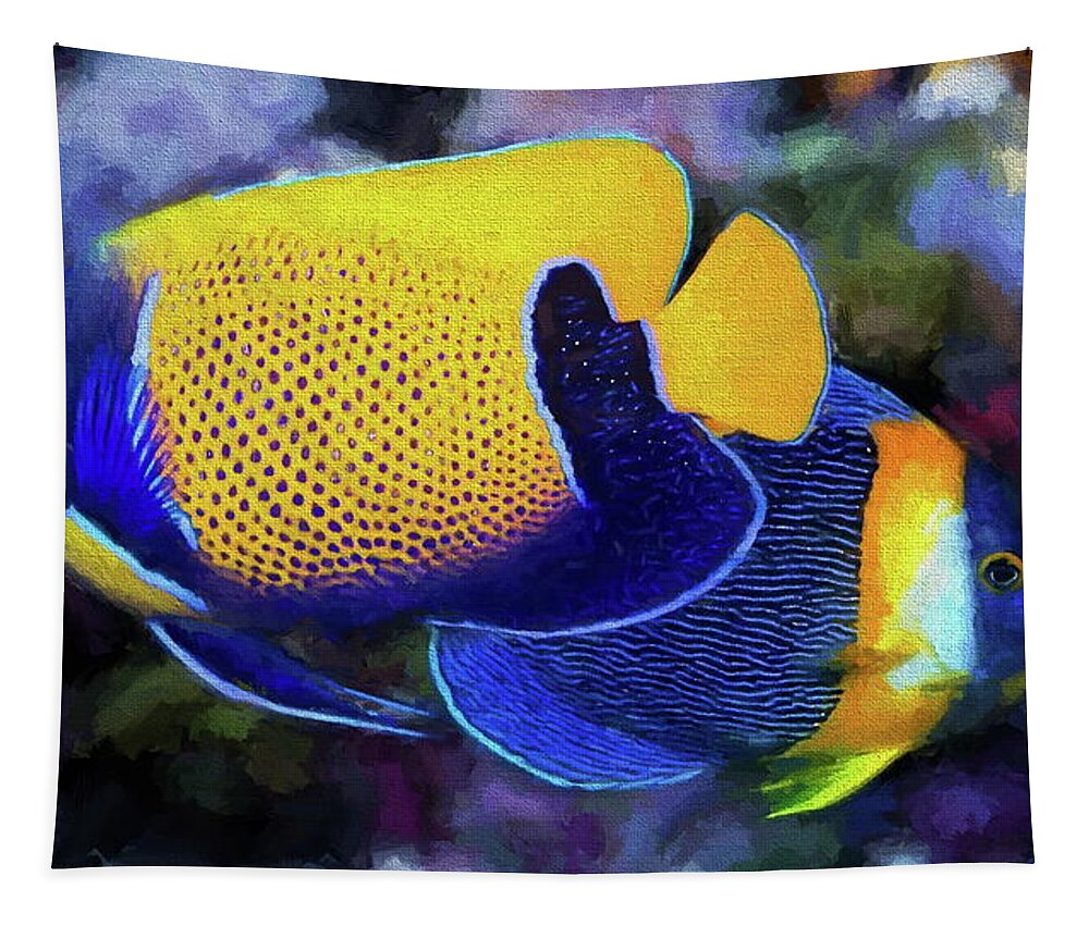 Majestic Angelfish Tapestry featuring the digital art Majestic Angelfish by Russ Harris