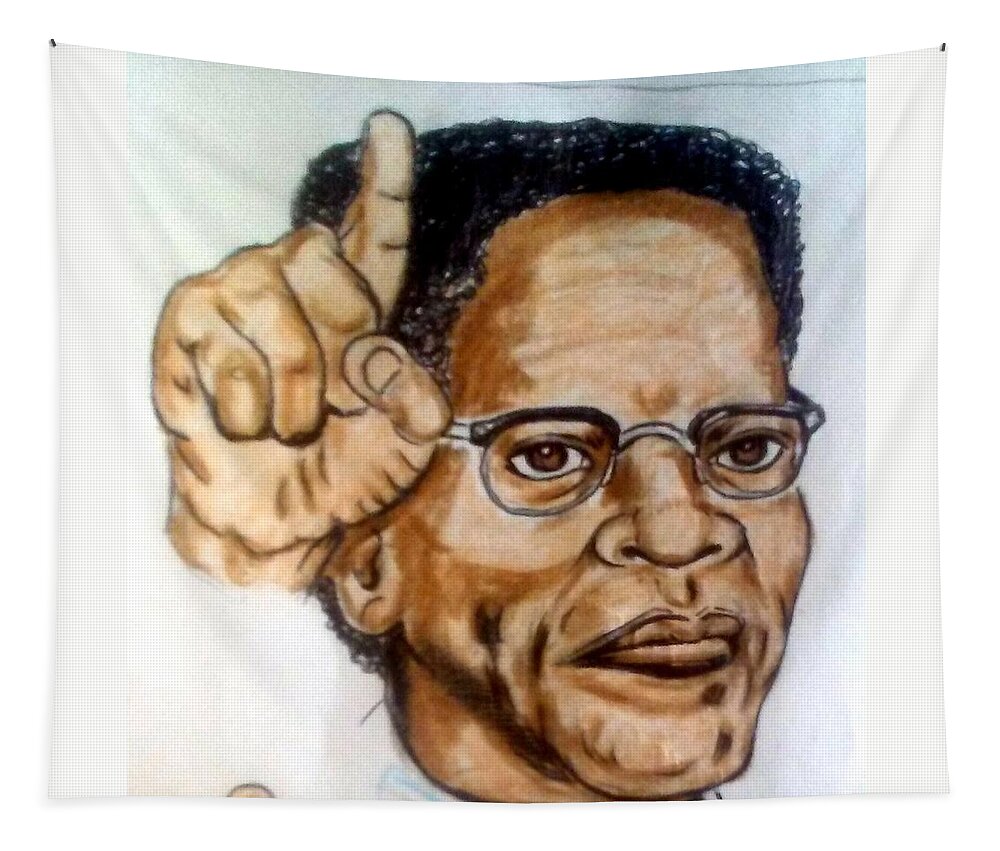 Blak Art Tapestry featuring the drawing Malcolm X by Joedee