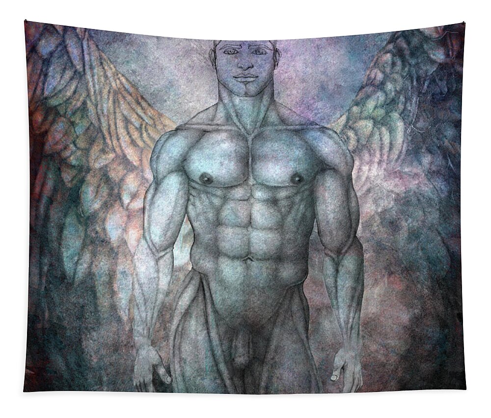 Male Angel Tapestry featuring the drawing Male Angel #15 by Rolf