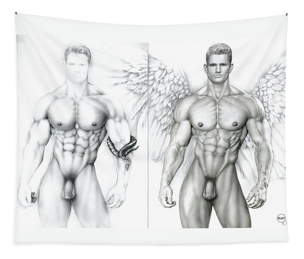 Male Angel Tapestry featuring the drawing Males Angel #4 by Rolf