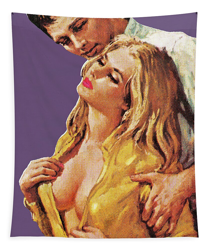Adult Tapestry featuring the drawing Man and Seductive Woman by CSA Images