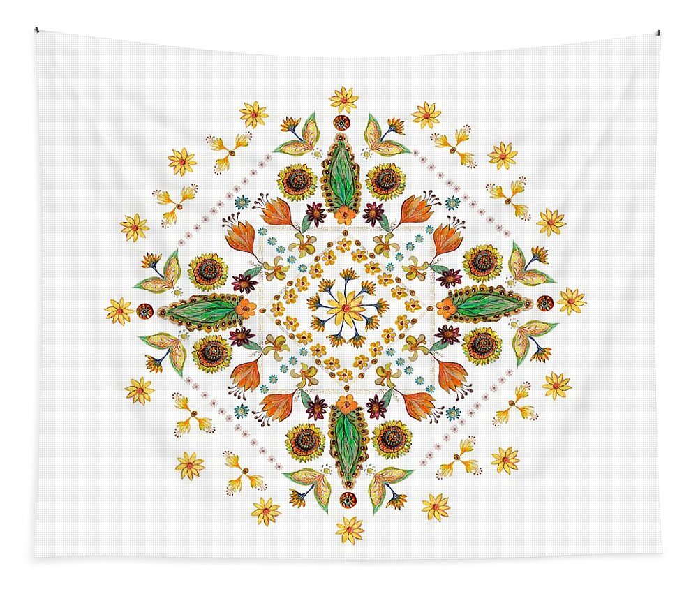 Mandala Tapestry featuring the digital art Mandala flowering series#2. White by Elena Kotliarker