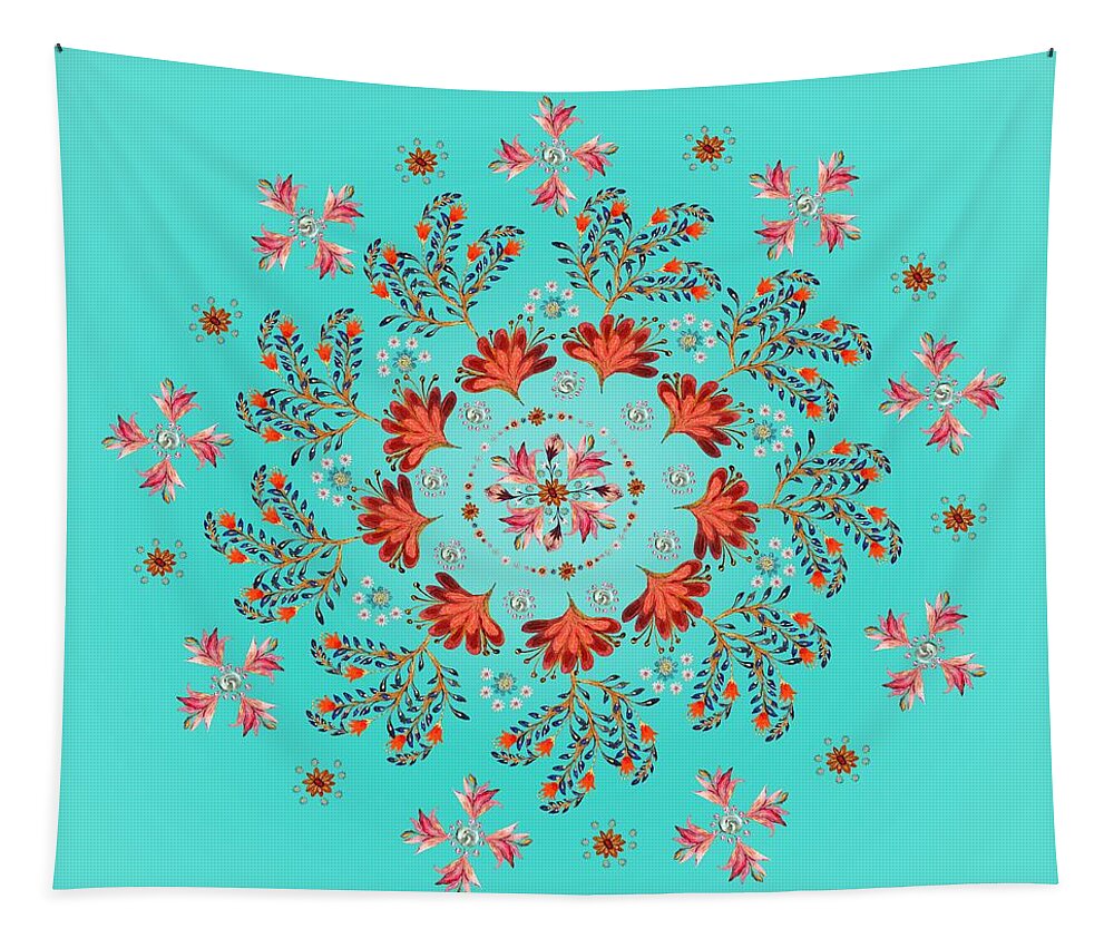 Mandala Tapestry featuring the digital art Mandala flowering series#3. Ultramarine by Elena Kotliarker