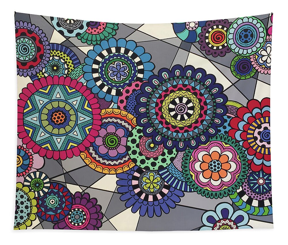 Mandala Tapestry featuring the painting Mandalas In Bloom by Beth Ann Scott