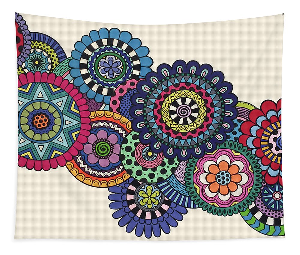 Mandala Tapestry featuring the painting Mandalas on Ivory by Beth Ann Scott