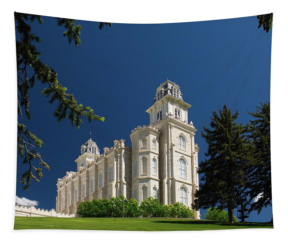 Temple Tapestry featuring the photograph Manti Utah Temple by Nathan Abbott