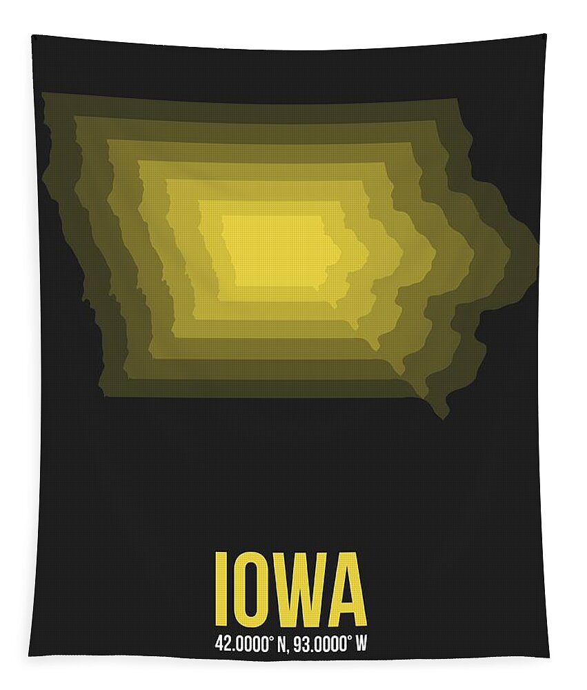 Iowa Tapestry featuring the digital art Map of Iowa by Naxart Studio
