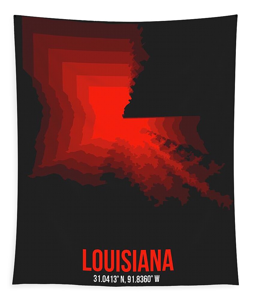 Louisiana Tapestry featuring the digital art Map of Louisiana by Naxart Studio