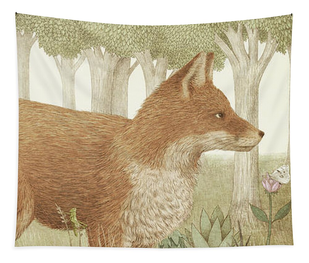 Fox Tapestry featuring the drawing Marco by Eric Fan