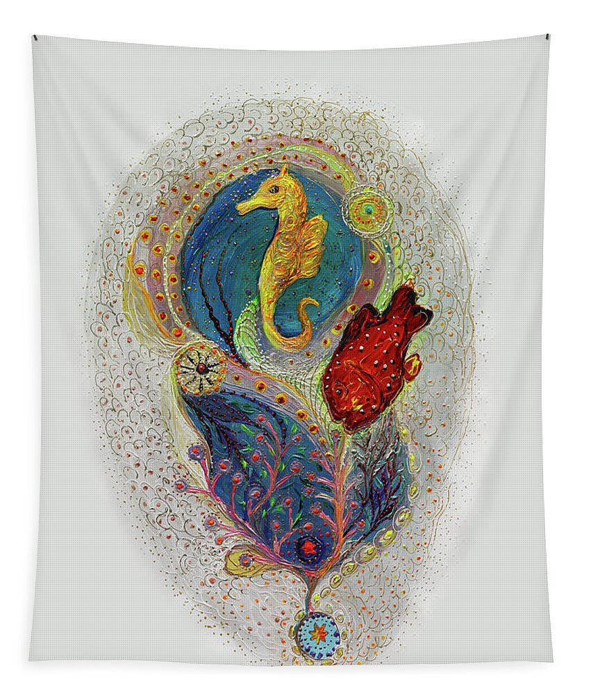 Sea Life Tapestry featuring the painting Mare Nostrum #6 by Elena Kotliarker