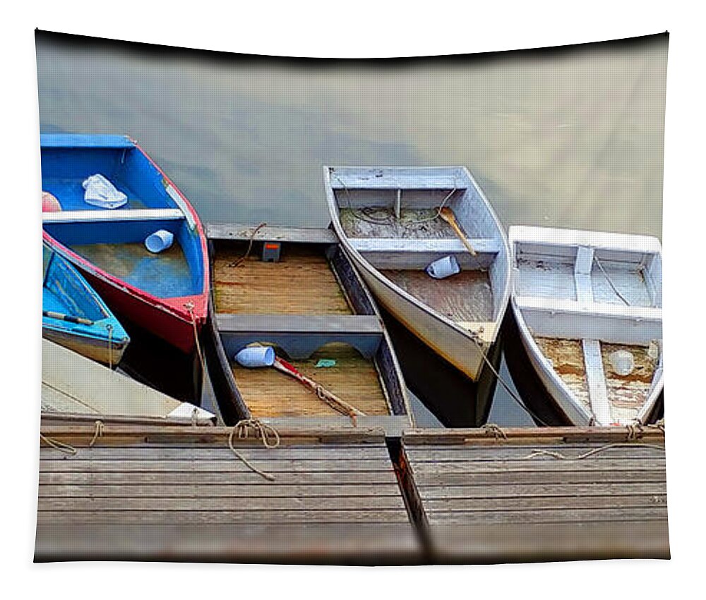 Boats Tapestry featuring the photograph Mariner's Que by Vicky Edgerly