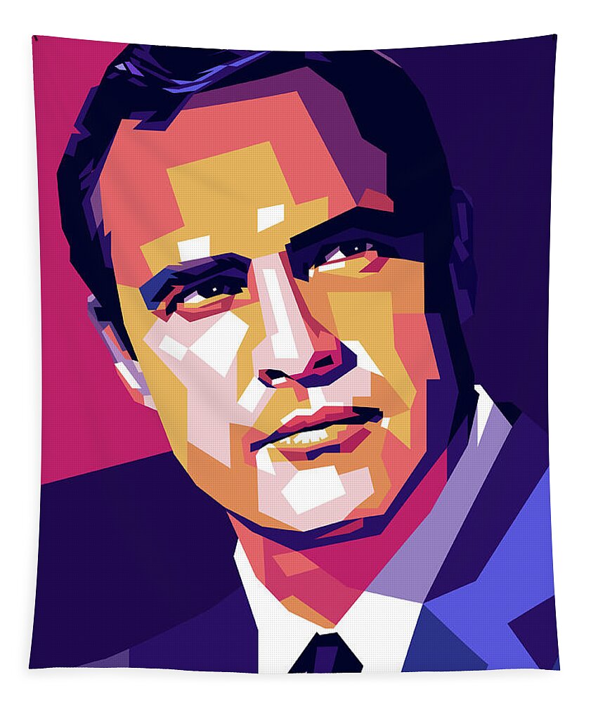 Marlon Brando Tapestry featuring the digital art Marlon Brando illustration by Movie World Posters