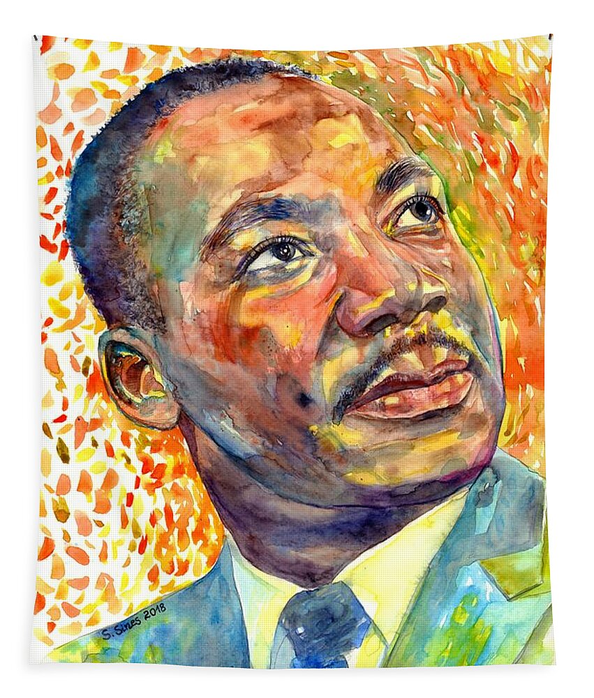 Martin Luther King Jr Tapestry featuring the painting Martin Luther King Jr portrait by Suzann Sines