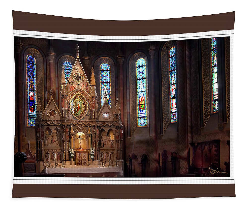Altar Tapestry featuring the photograph Matyas Church Altar in Budapest by Peggy Dietz