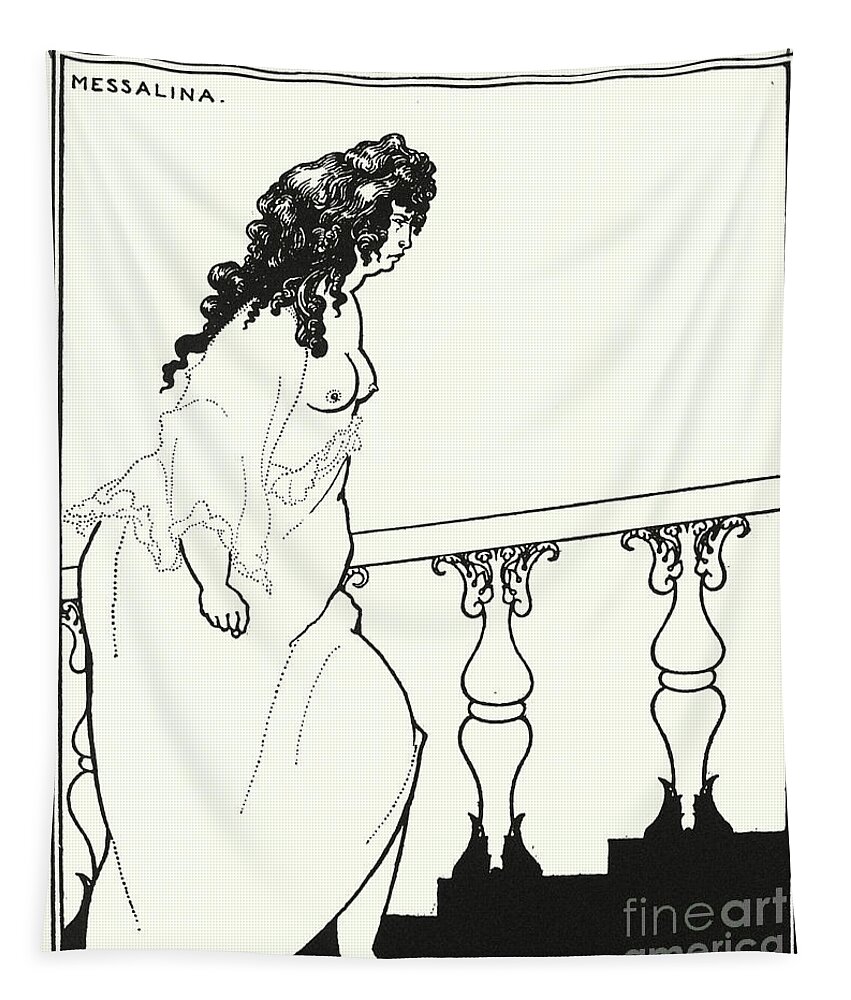 Aubrey Beardsley Tapestry featuring the drawing Messalina Returning From The Bath by Aubrey Beardsley