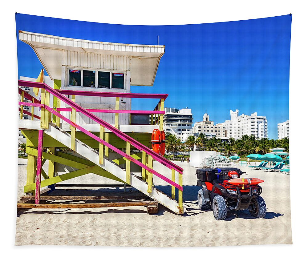 Miami Beach Lifeguard House Tapestry featuring the photograph Miami Beach Lifeguard House 4305 by Carlos Diaz