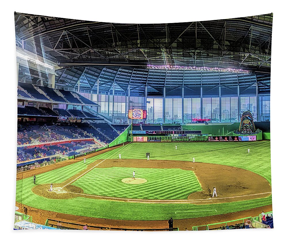 Miami Marlins BallPark Baseball Ballpark Stadium Tapestry by