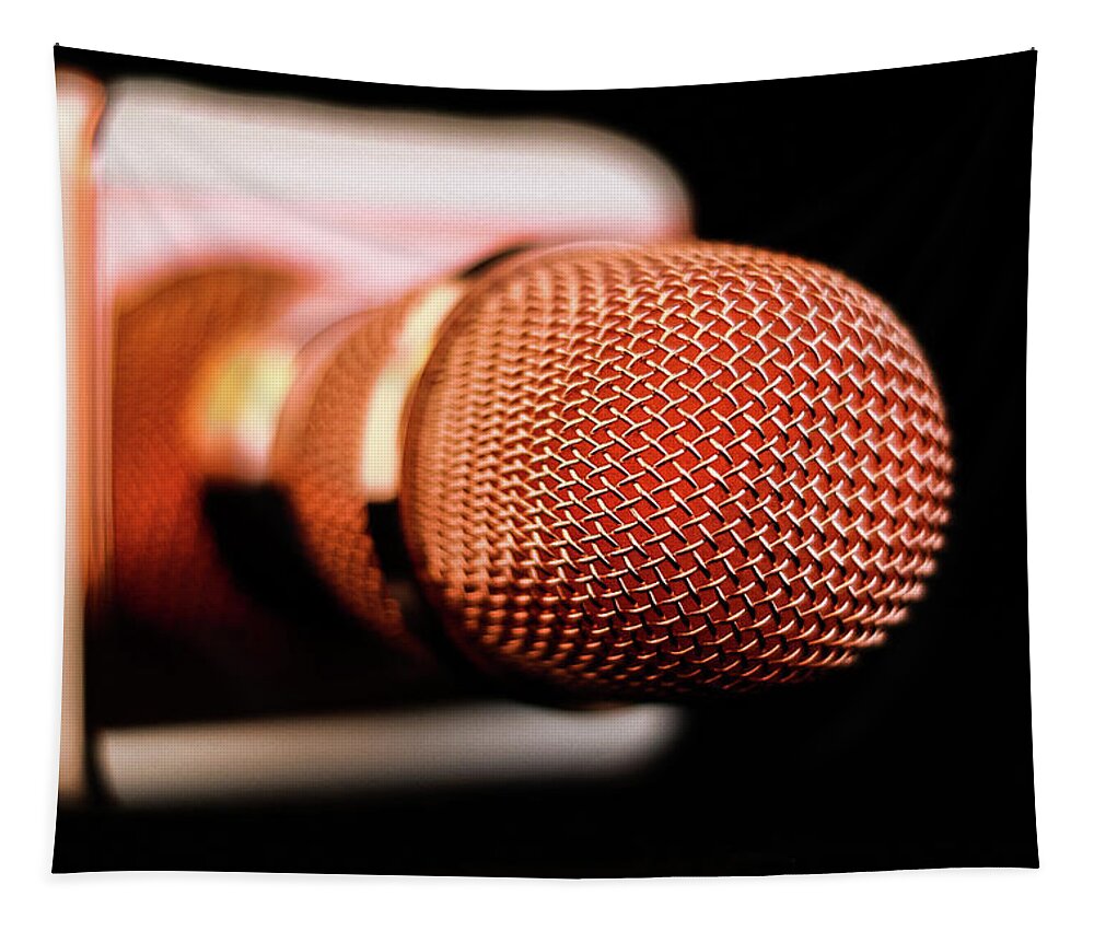 Microphone Tapestry featuring the photograph Microphone by Anamar Pictures