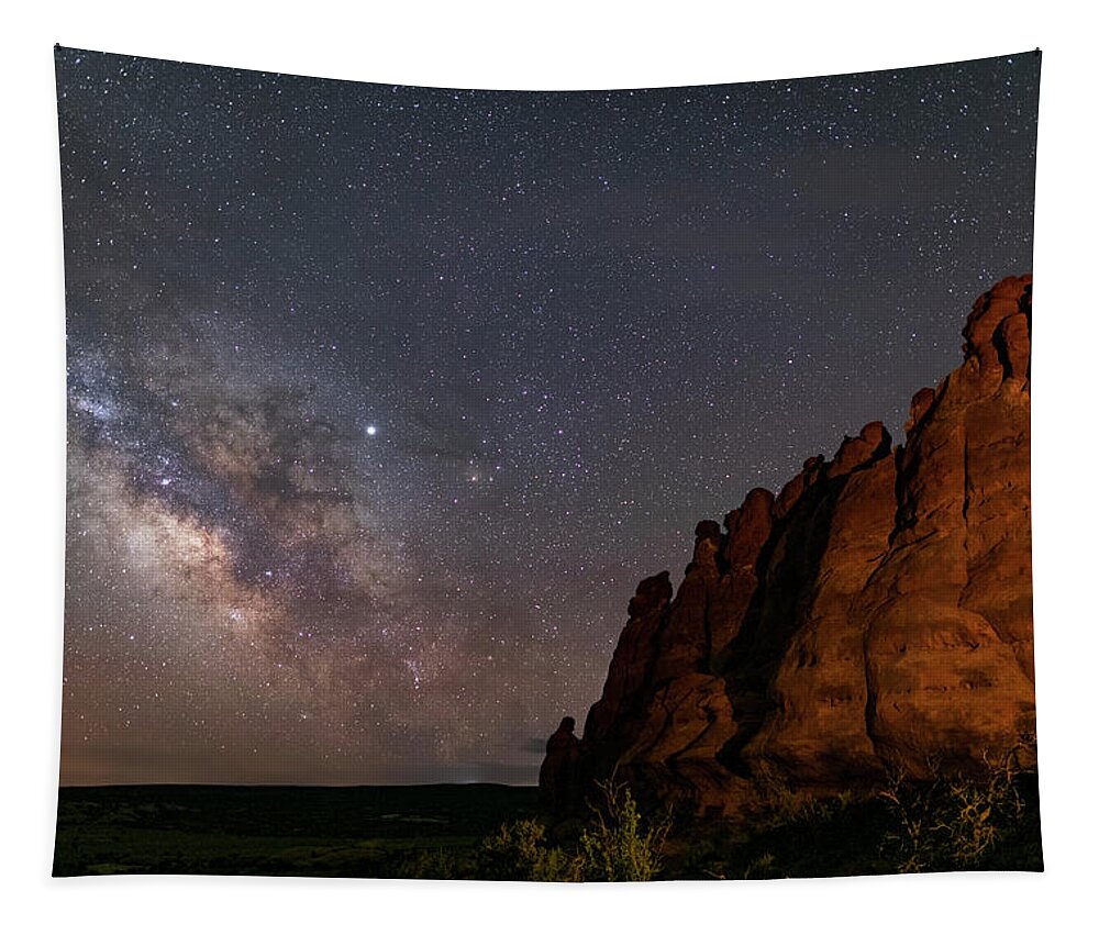 Moab Tapestry featuring the photograph Milky Way at Navajo Rocks 2 by Dan Norris