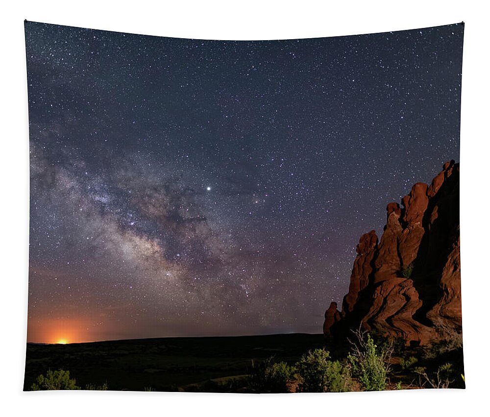 Moab Tapestry featuring the photograph Milky Way at Navajo Rocks by Dan Norris