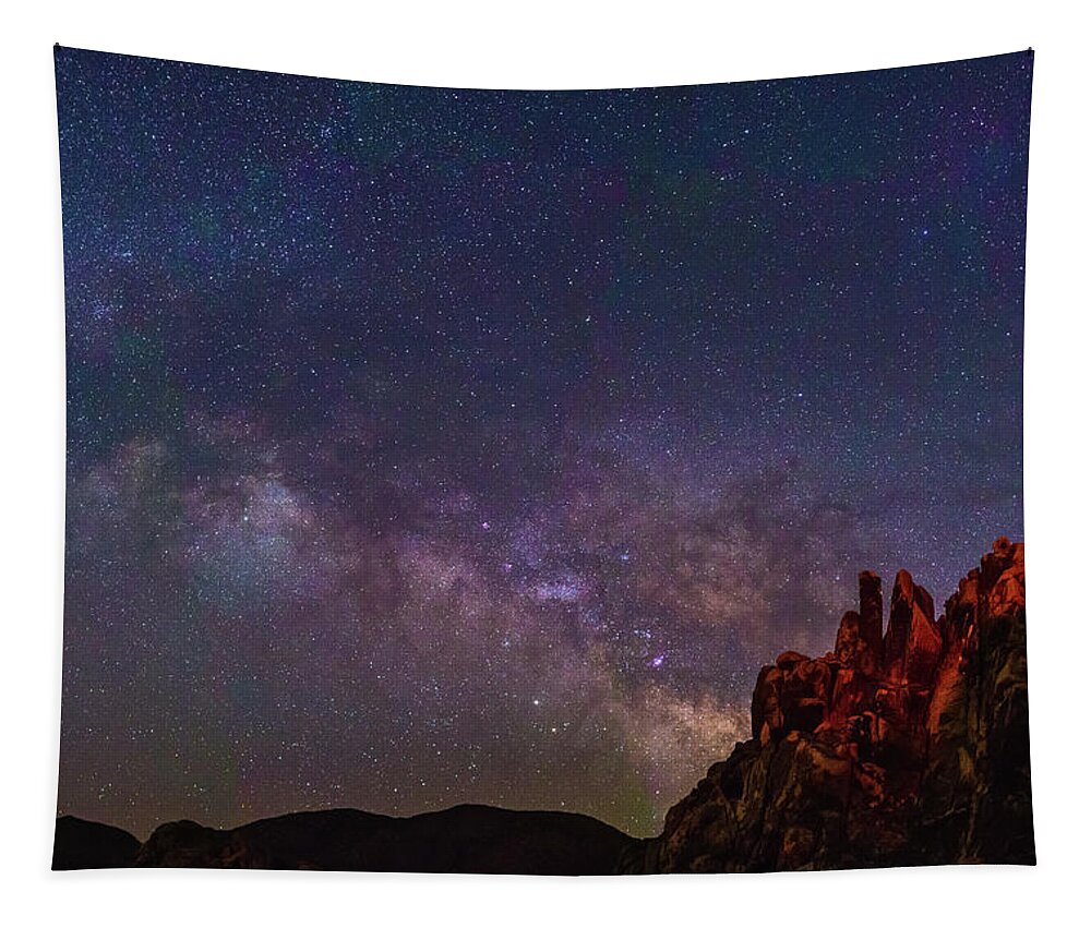 Joshua Tree Tapestry featuring the photograph Milky Way Panorama by Matt Deifer
