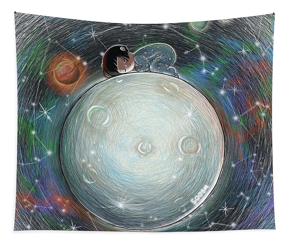 Vskafandre Tapestry featuring the digital art Mini Mee. Space Dreams. by Soosh