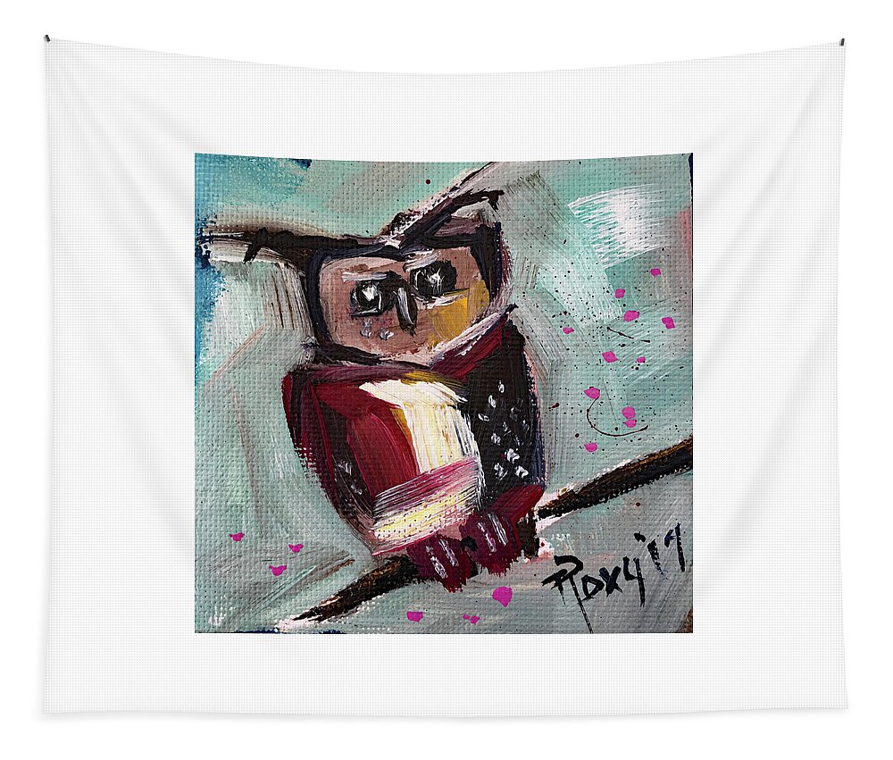 Owl Tapestry featuring the painting Mini Owl 1 by Roxy Rich