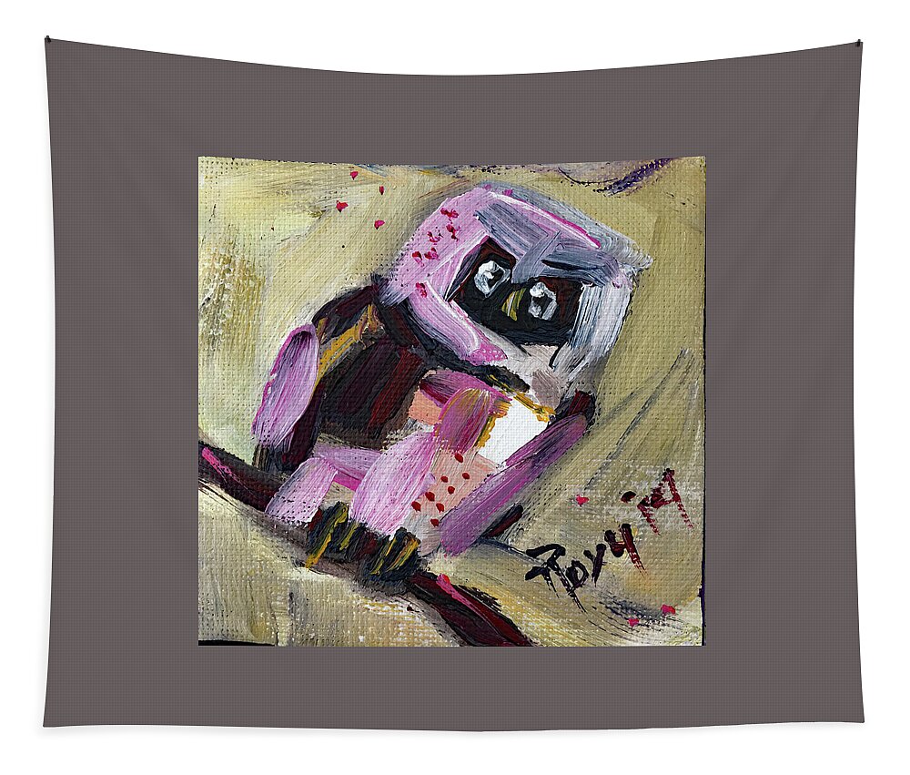 Owl Tapestry featuring the painting Mini Owl 2 by Roxy Rich
