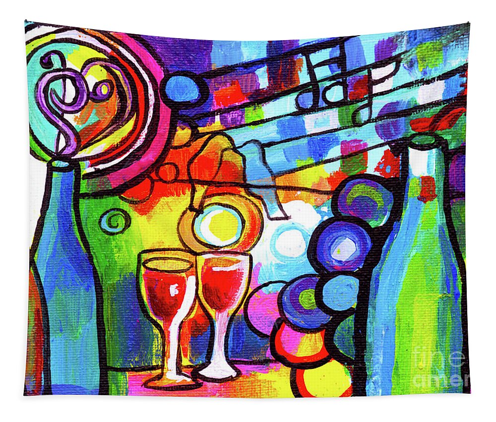 Wine Tapestry featuring the painting Mini Wine Menagerie Abstract by Genevieve Esson