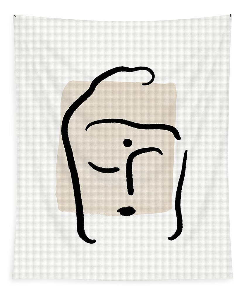 Minimal Tapestry featuring the mixed media Minimal Buddha 6- Art by Linda Woods by Linda Woods