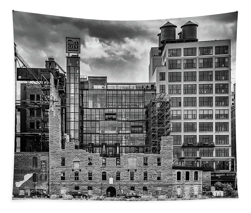 Minneapolis Tapestry featuring the photograph Minneapolis Old and New by Framing Places