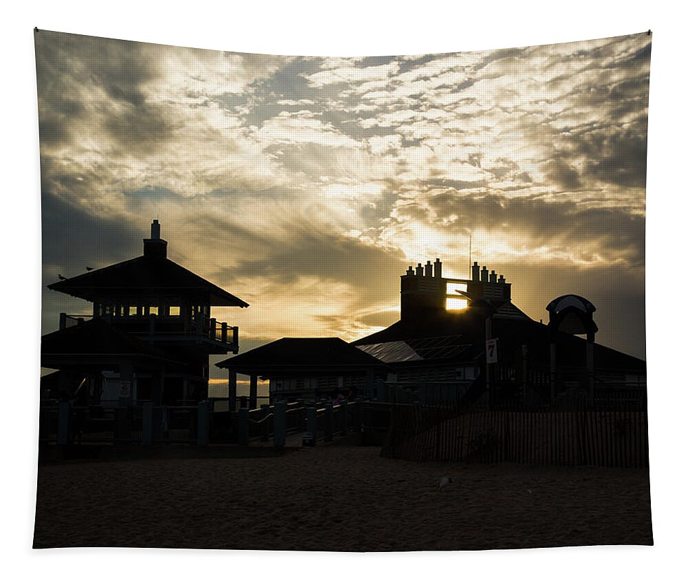 Silhouette Tapestry featuring the photograph Misquamicut Beach Silhouette by Kirkodd Photography Of New England