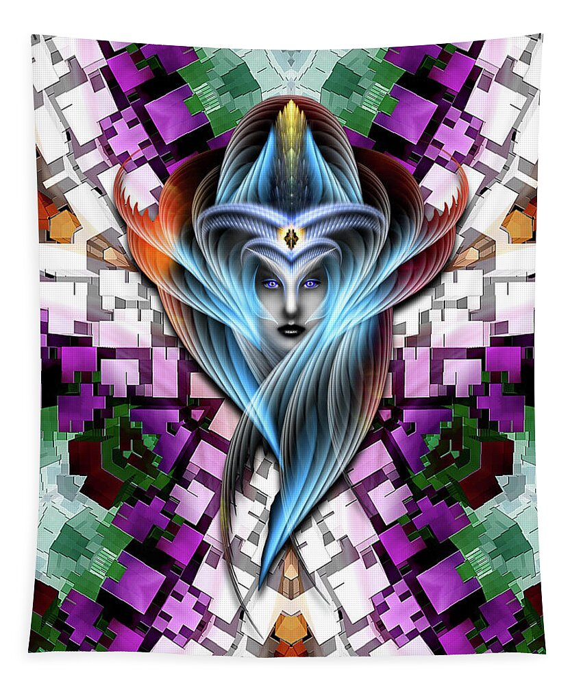 Cuboid Tapestry featuring the digital art Mistress Of The Cuboid GCLR-X3M by Rolando Burbon