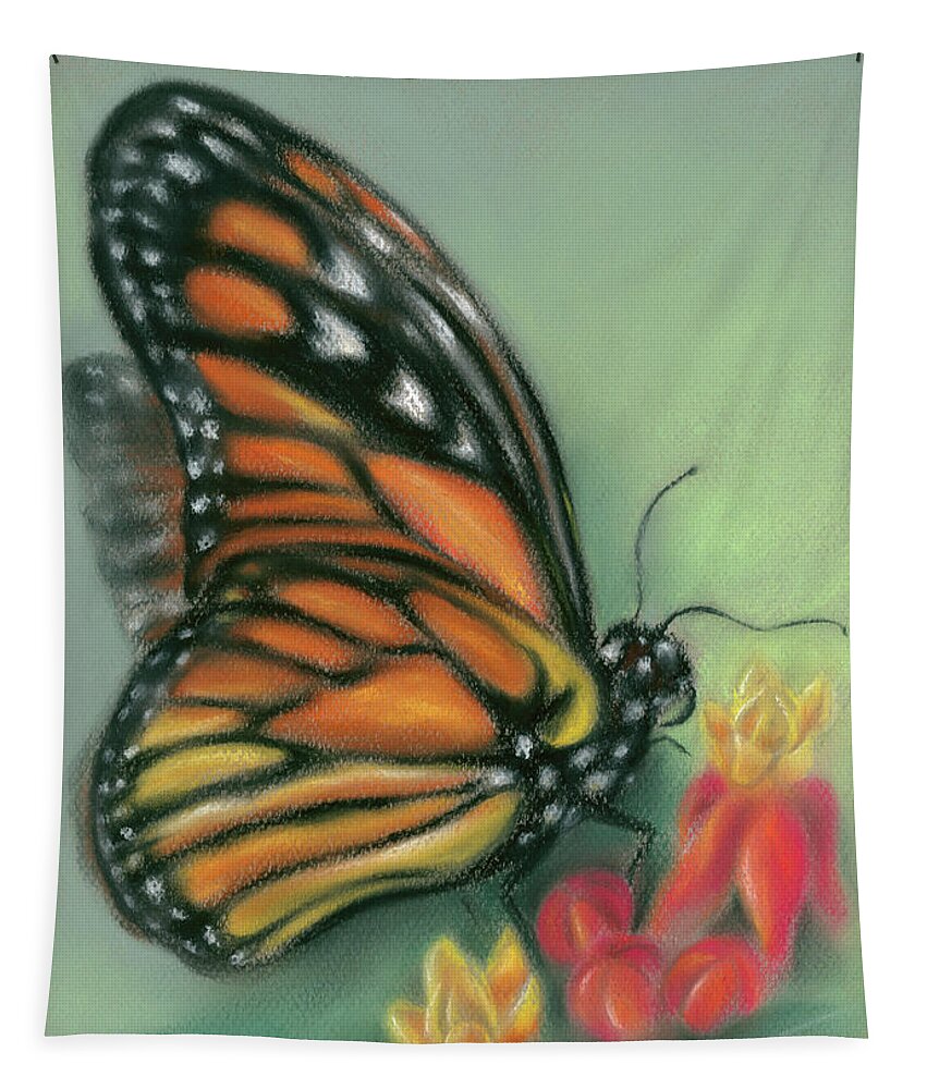 Animal Tapestry featuring the painting Monarch Butterfly with Milkweed Flowers by MM Anderson