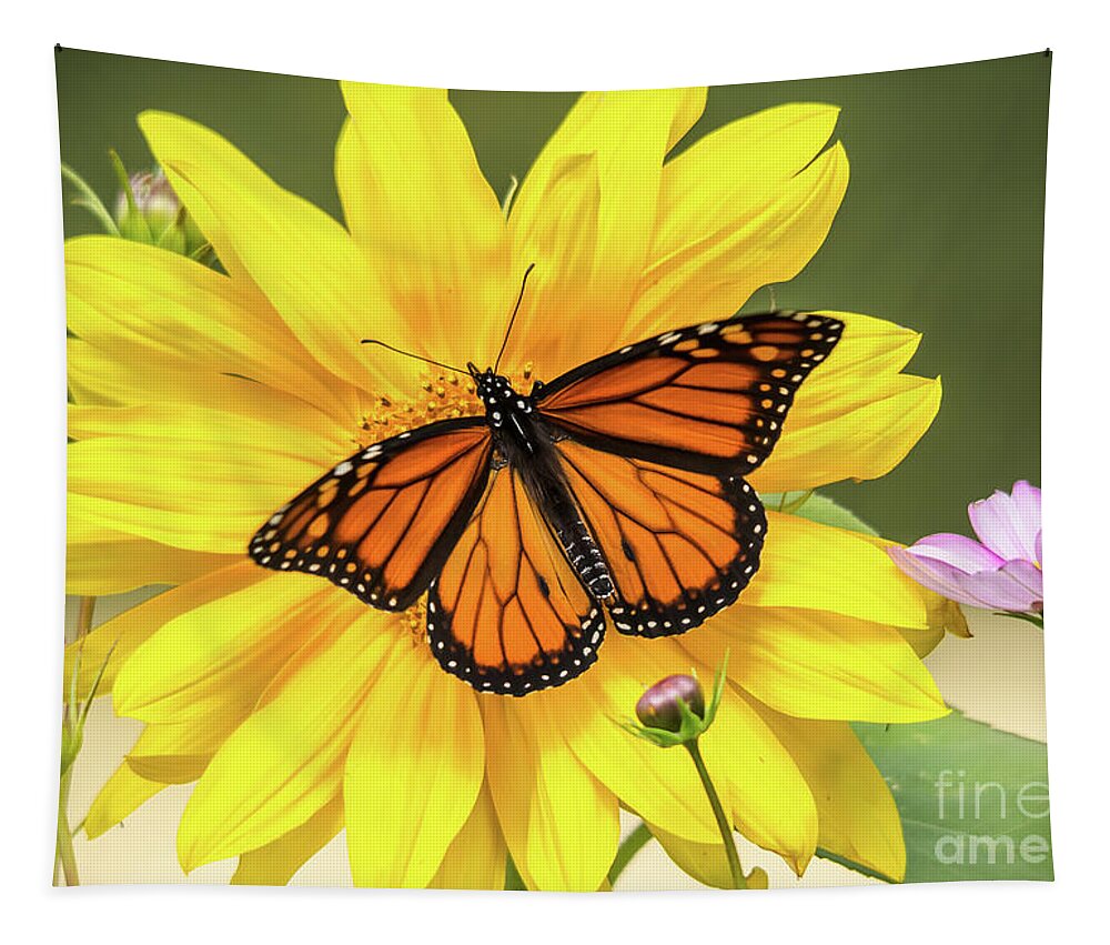 Cheryl Baxter Photography Tapestry featuring the photograph Monarch Sunflower by Cheryl Baxter