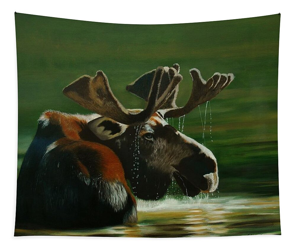 Moose Tapestry featuring the painting Monarque by Jean Yves Crispo