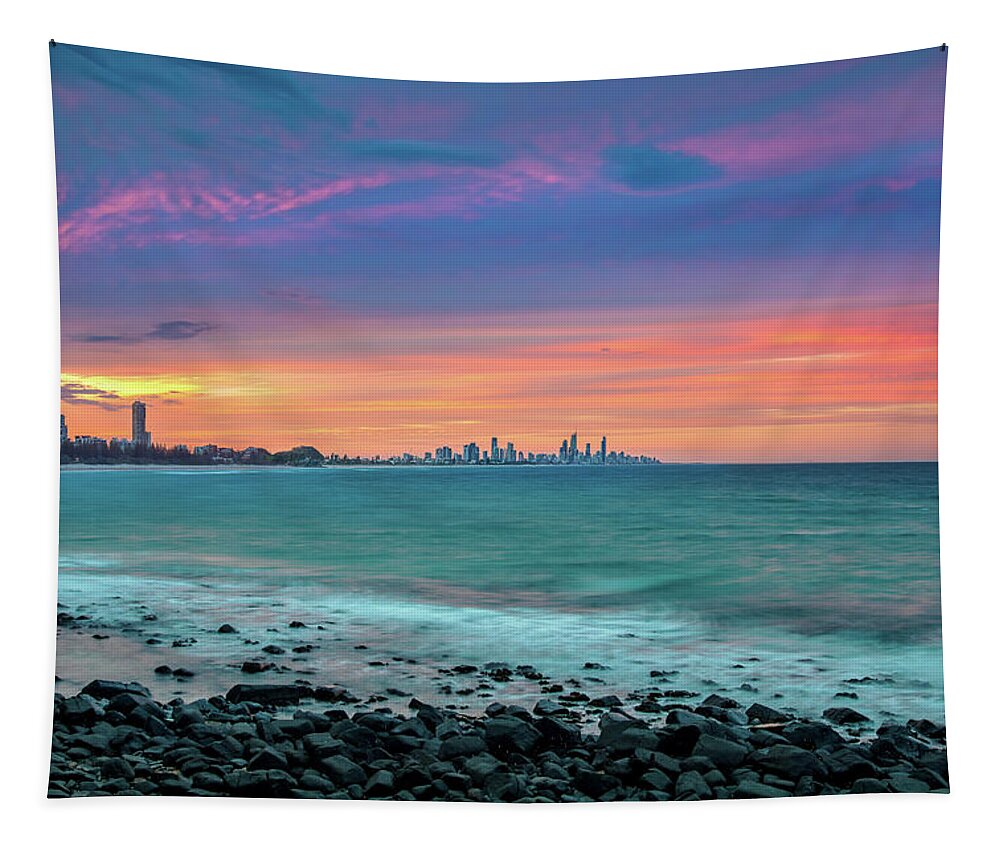 Gold Coast Skyline Tapestry featuring the photograph Monet's Palette by Az Jackson