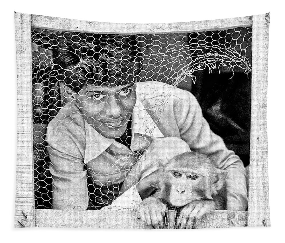 Monkey India Tapestry featuring the photograph Monkey Man by Neil Pankler
