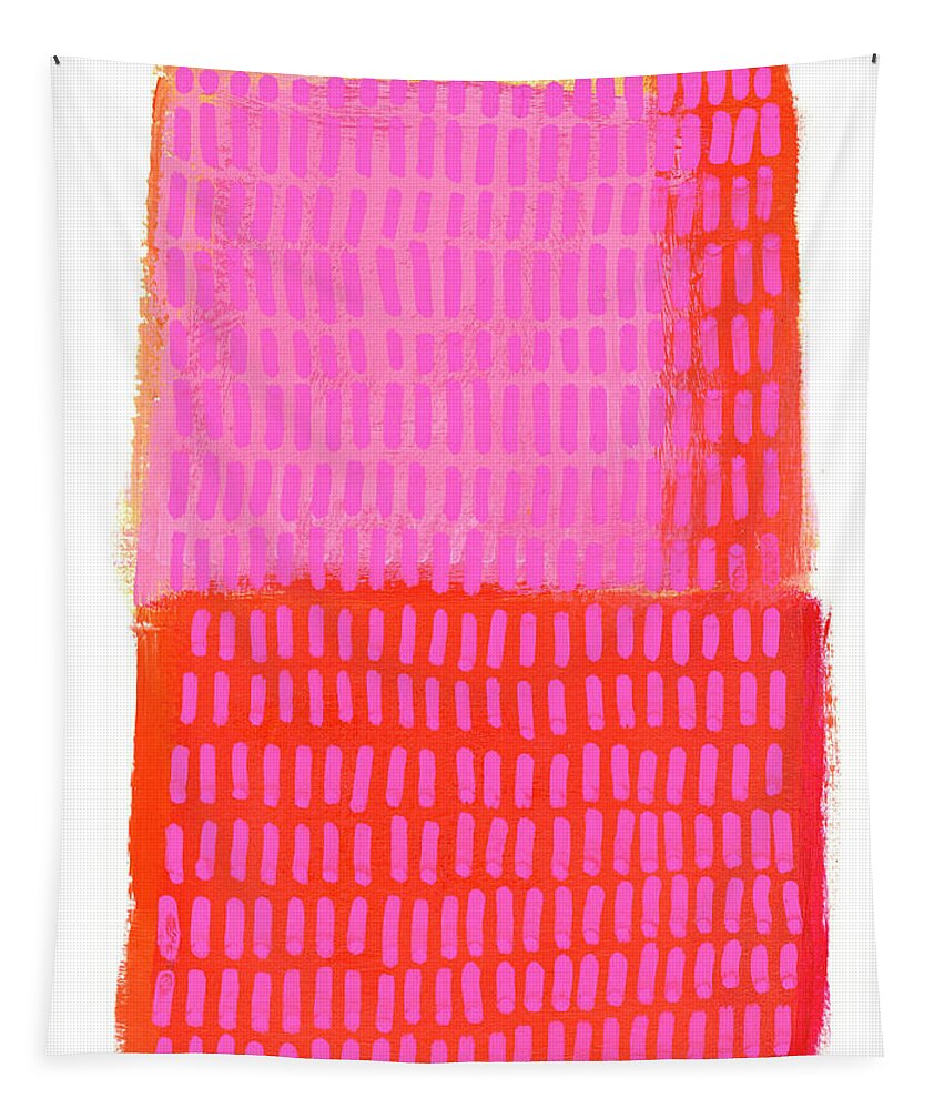 Abstract Art Tapestry featuring the painting Monochrome Pink by Jane Davies