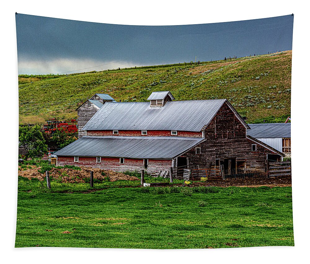 Farm Tapestry featuring the photograph Montana Barn by Douglas Wielfaert