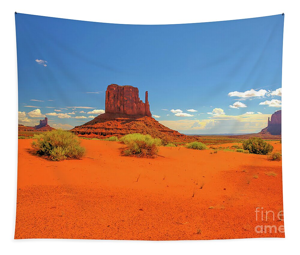 Monument Valley Where Heaven Touches Earth Tapestry featuring the photograph Monument Valley Where Heaven Touches Earth by Felix Lai