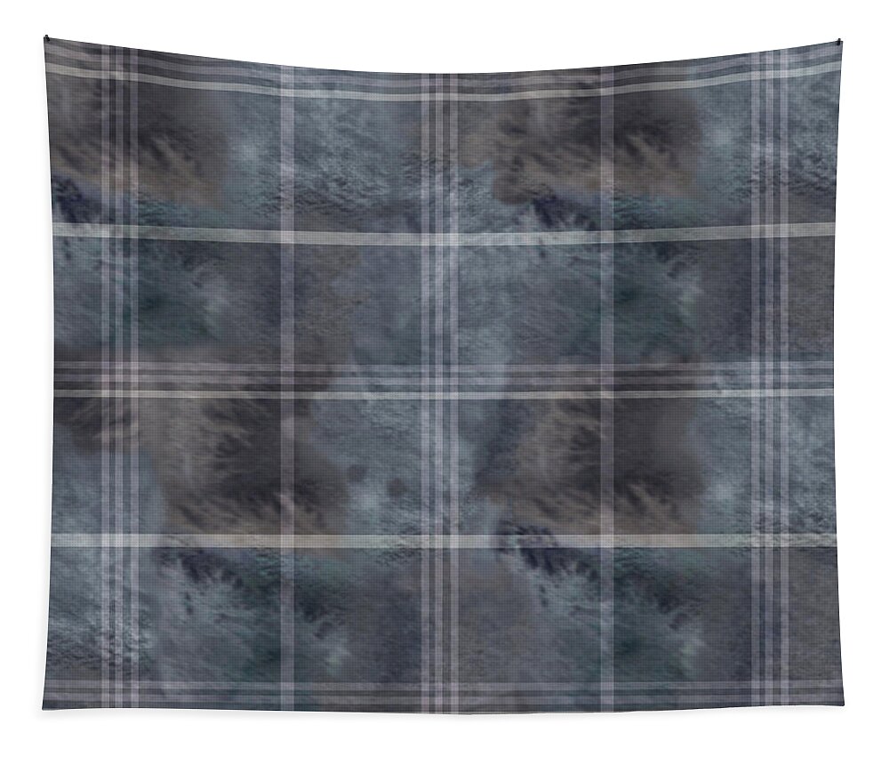 Pattern Tapestry featuring the digital art Moody Blue Plaid by Sand And Chi