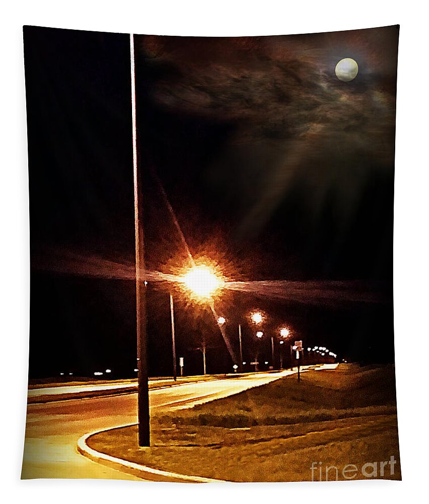 Moonlight Walk Tapestry featuring the mixed media Moonlight Walk by Diamante Lavendar