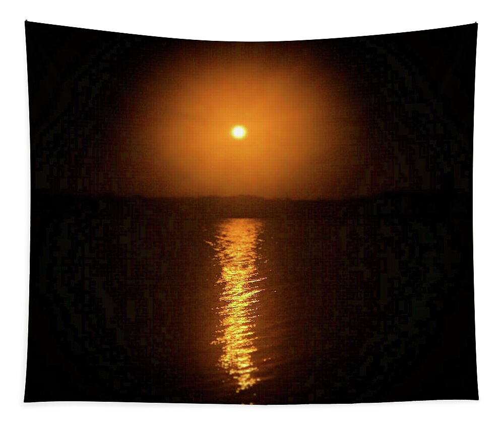 Sunset From The Lake House Tapestry featuring the painting Sunset from the Lake House by Daniel Nelson