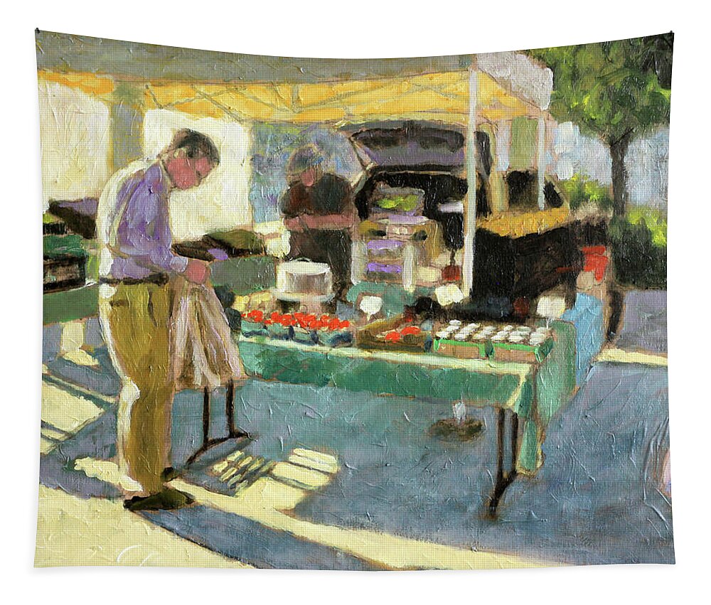 Shopping Tapestry featuring the painting More Tomatoes by David Zimmerman