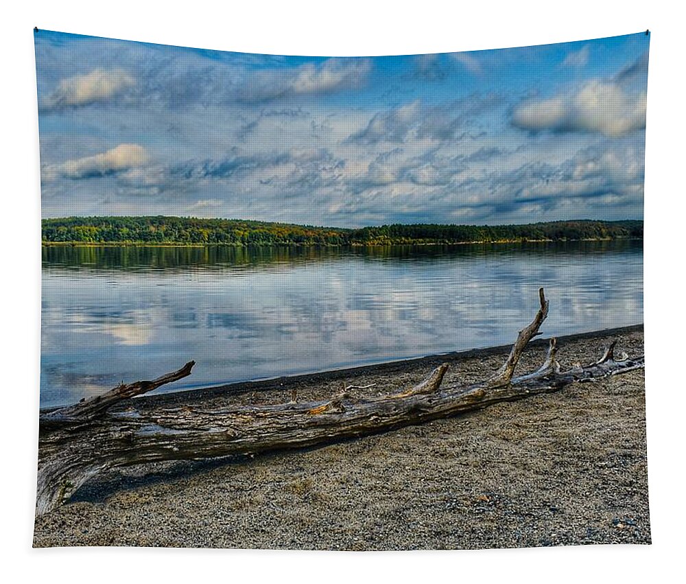 Landscape Tapestry featuring the photograph Morning on Wachusett Reservoir by Monika Salvan
