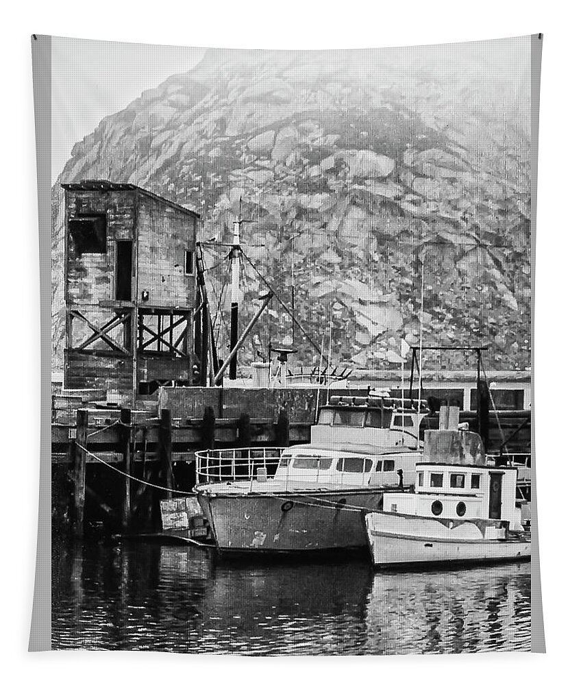 Morro Bay Pier Tapestry featuring the photograph Morro Bay 1979-1 by Gene Parks
