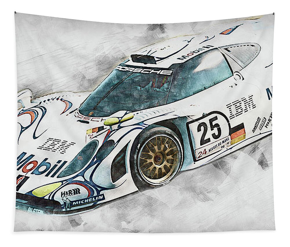 Car Tapestry featuring the painting Motorsport - 111 by AM FineArtPrints