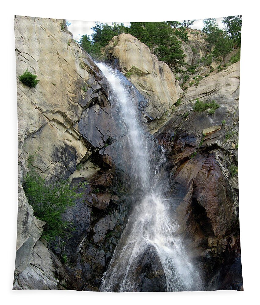 Waterfall Tapestry featuring the digital art Mount Princeton Waterfall Splits with Twisted Edges by Julia L Wright