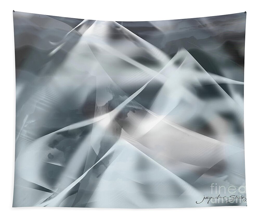 Abstract Tapestry featuring the digital art Mountains in the Mist by Jacqueline Shuler